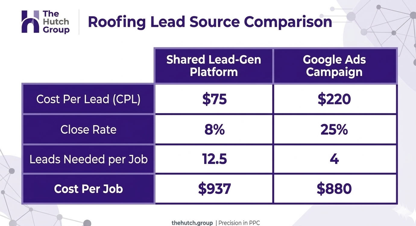 roofing cost per lead vs cost per job comparison